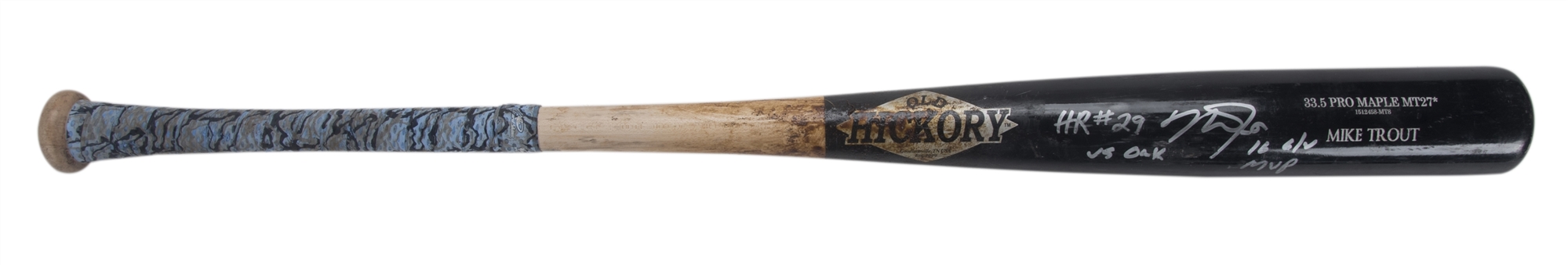 2016 Mike Trout MVP Season Game Used & Signed Old Hickory MT27* Model Bat Photo Matched To 9/26/16 For Career Home Run #168 (Anderson LOA & PSA/DNA GU 10)